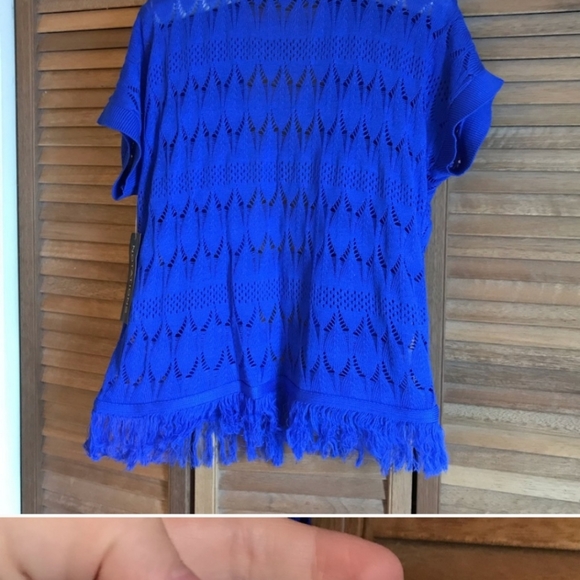 NWT Notations Blue Short Sleeves Cardigan - Picture 2 of 3